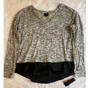 MOD Lusive Shirt Womens Size Medium Gray Long Sleeve Stretchy Soft Top